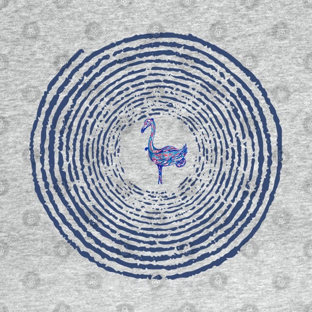 Blue Spiral with Flamingo by PrintDesignStudios